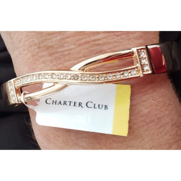 NEW Charter Club ROSE GOLD Cross Bangle Bracelet - Picture 6 of 10
